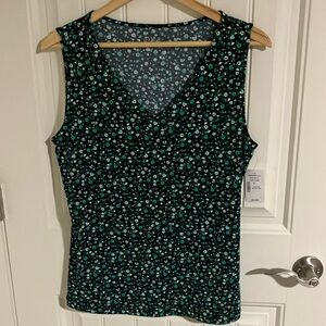 CLEO Tank Sleeveless Lined GREEN NAVY L BNWT
